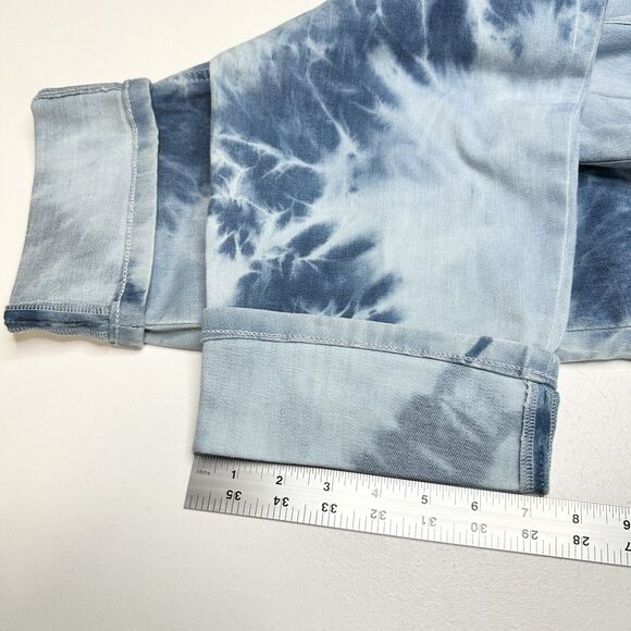 J Jill Jeans Womens 16 High Rise Cropped Tie Dye Island Blue Denim Coastal NEW - Picture 10 of 10
